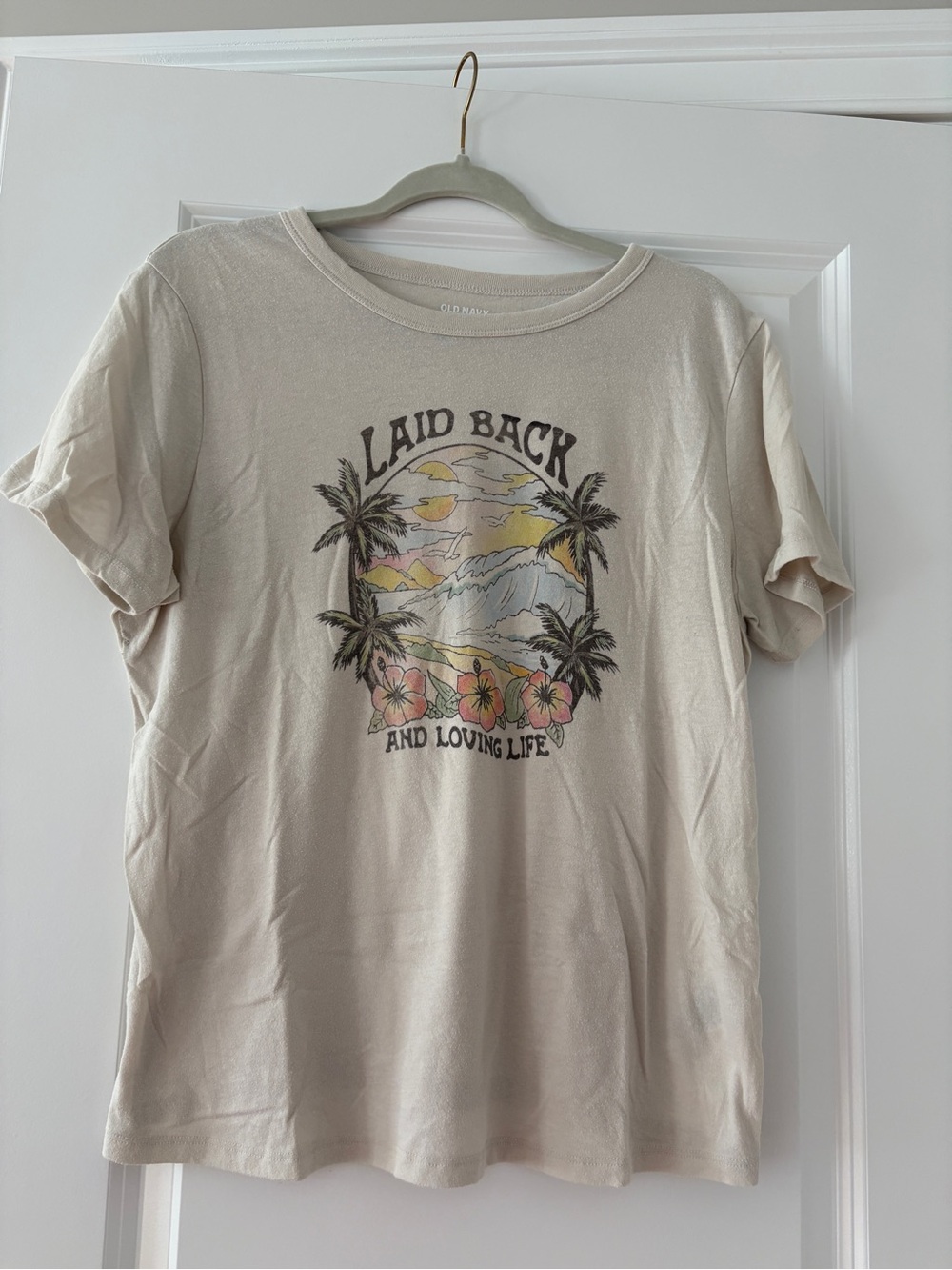 Old Navy Women’s Laid Back Graphic Tee - Beige